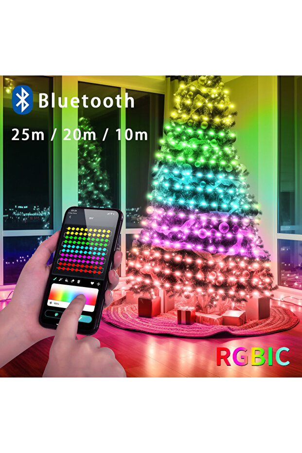 DC-100led-10m 5V USB RGBIC Fairy String Light 25/20/10M Christmas Light With Bluetooth APP and Remot