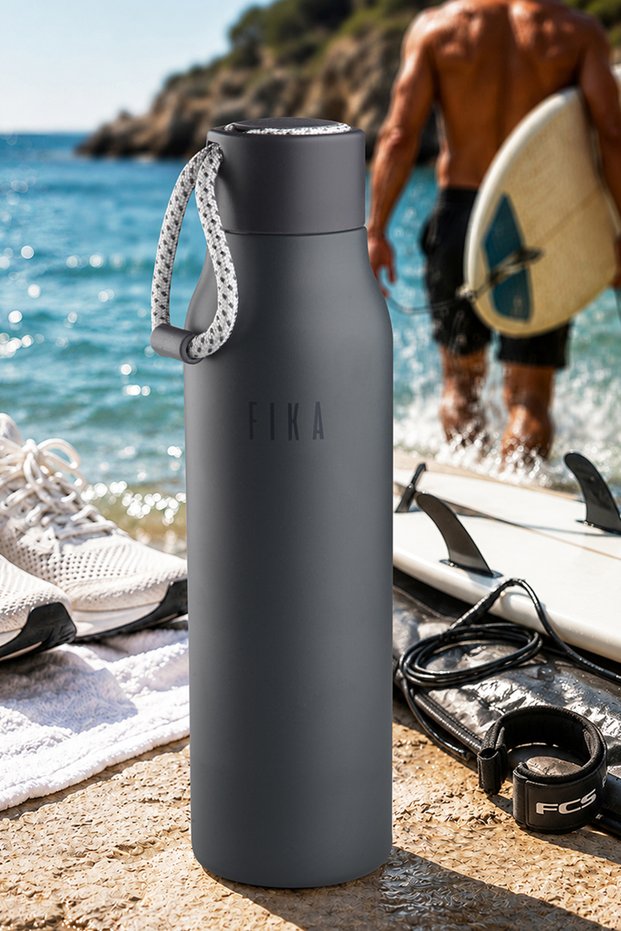 Fika Rento Leak-Proof Screw Cap Wide Mouth Easy-To-Transport Steel Thermos 600 ml - Anthracite