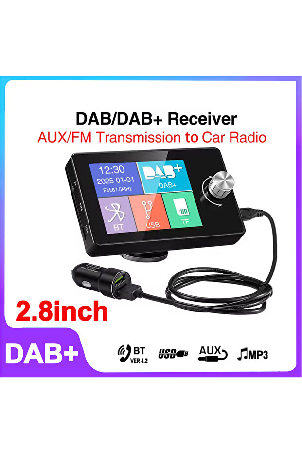 Dab Receiver Ezonetronics DAB Radio Receiver In Car with Screen Stereo Sound Digital Signal Antenna
