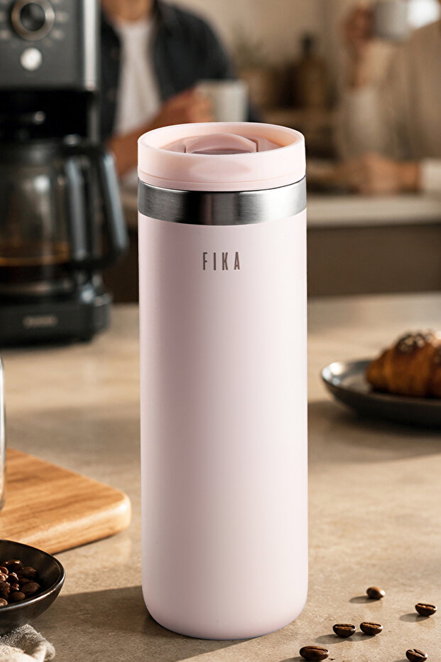 Fika Tauko Leak-Proof, Easy to Disassemble, Deep Cleanable, Patented Lid, Steel Cup Thermos 470 ml - Pink