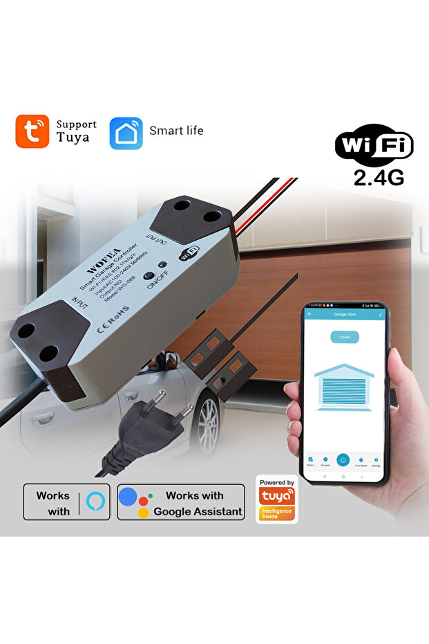EU plug Smart Garage Door Opener Controller, EU plug, Work with Alexa, Echo, Google Home, SmartLife,