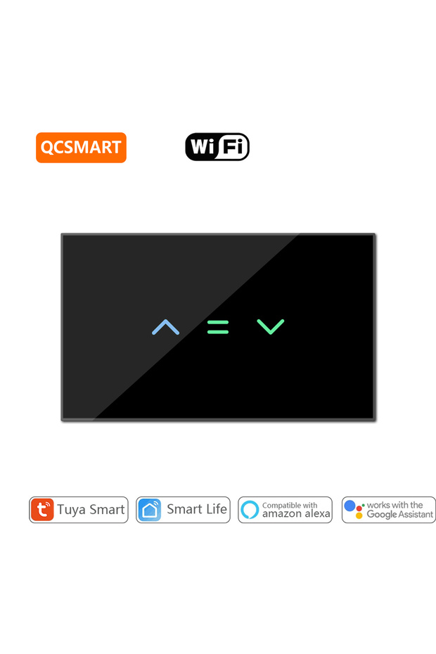 US Standard Black QCSMART Roller Shutter Blinds Curtain Switch Backlight Luminous Tuya Smart Life Ap