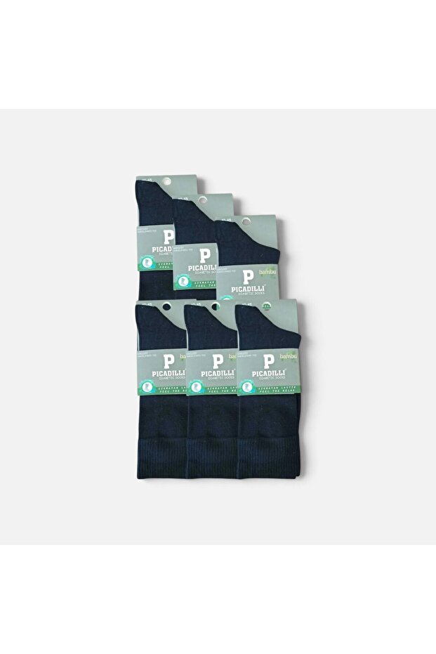 Socks Special for Diabetics Non-Squeezing Rubber Special Woven Fabric 6 Pcs Dark Blue