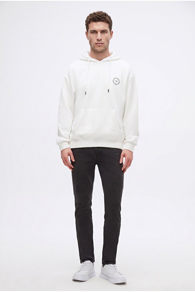 Relaxed Fit Ecru Printed Sweatshirt