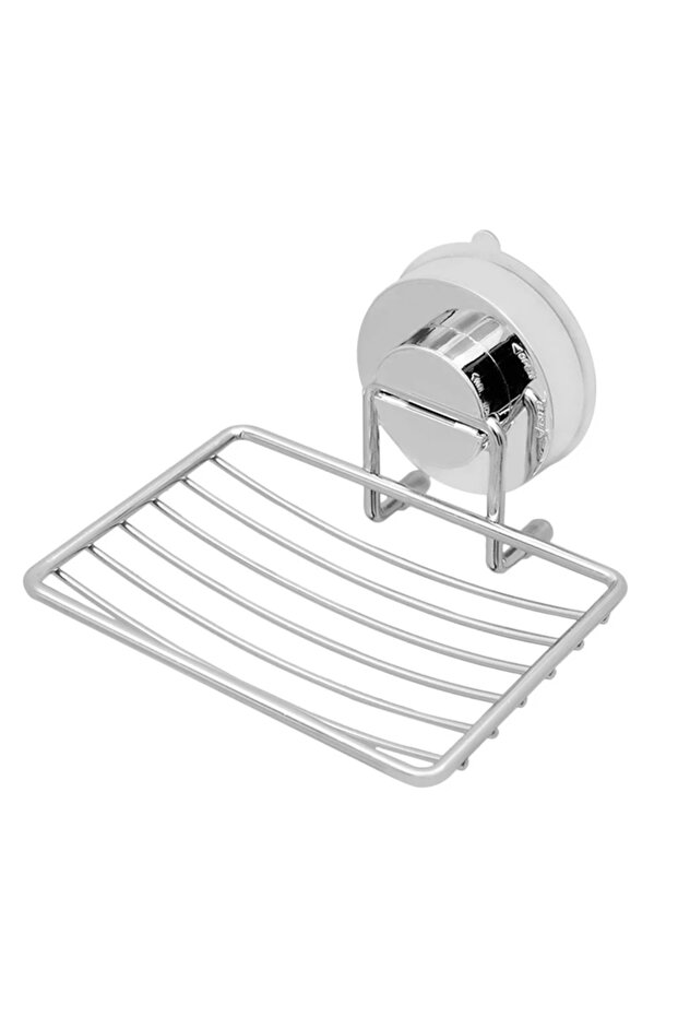 Silver Bathroom Vacuum Suction Cup Silver Soap Holder Cup Box Dish Soap Storage Saver Shower Tray Ba