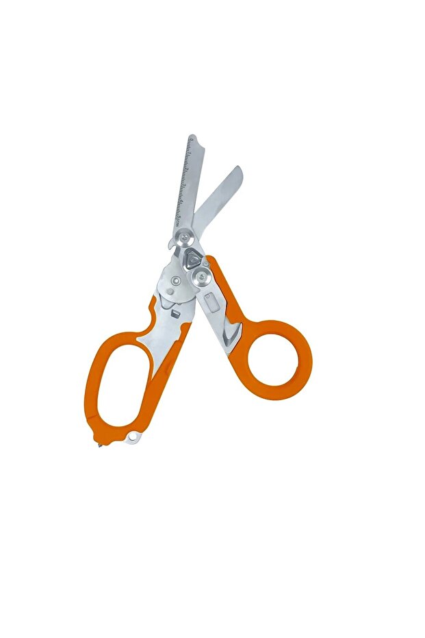 orange Raptor Emergency Response Shears Multifunctional Scissors with Strap Cutter and Glass Breaker