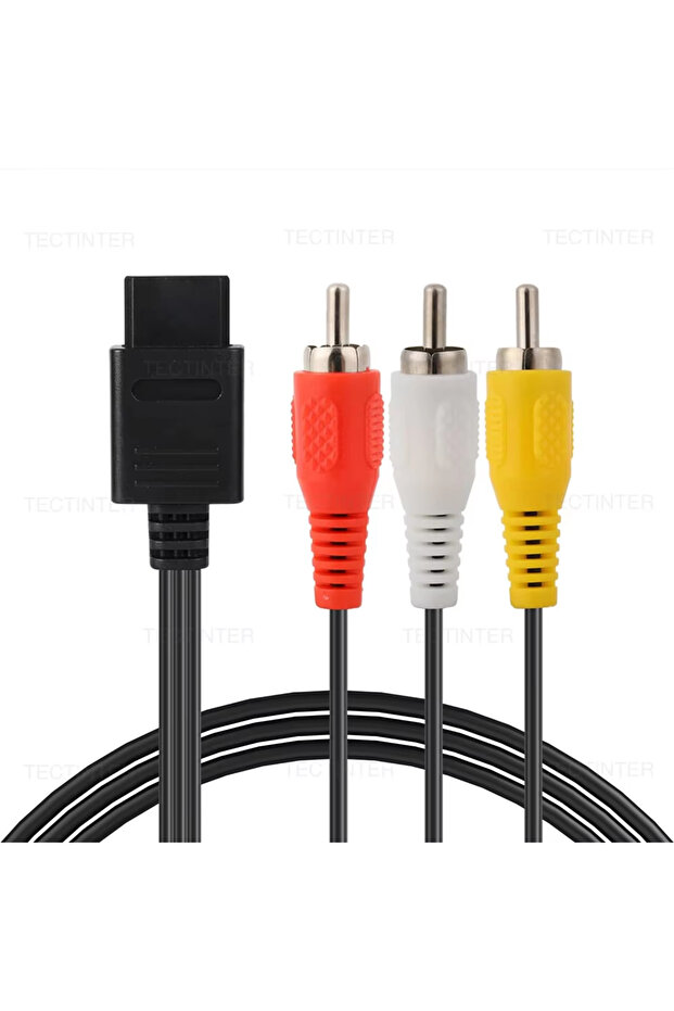 black 1.8m AV Audio Cable Game Composite 3 RCA Copper for Nintendo 64/N64/GameCube/SNES Console Wire
