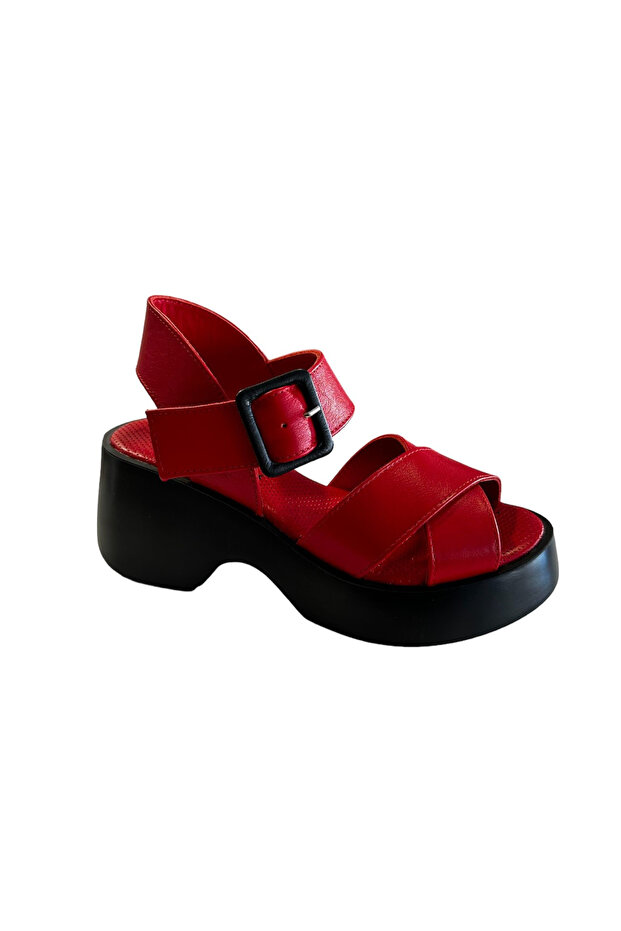 42627 Women's Genuine Leather Summer Shoes Red