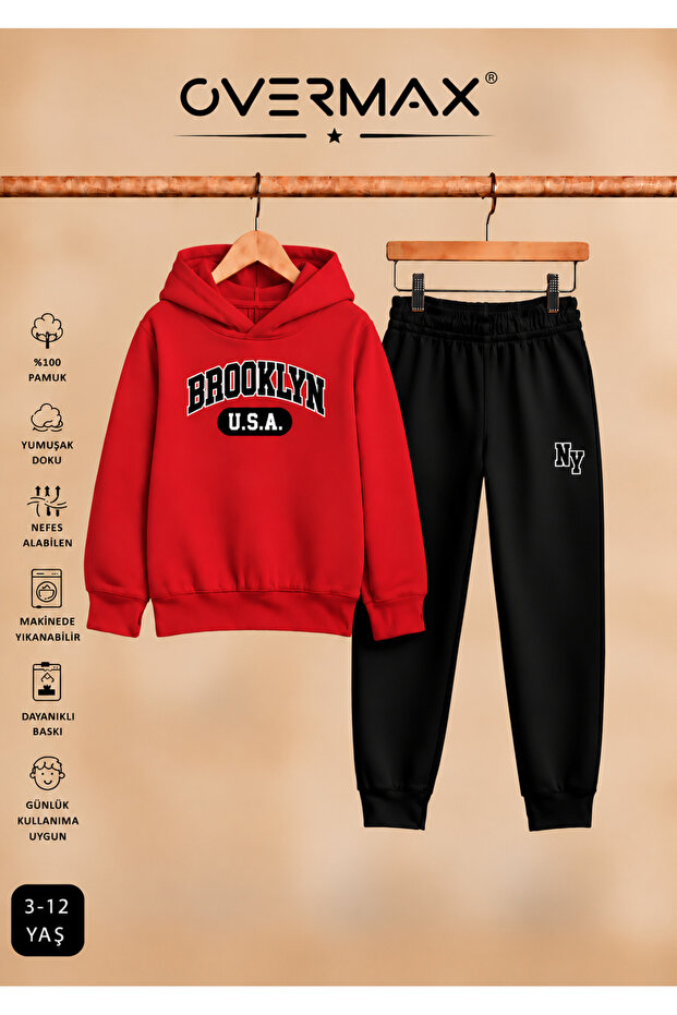 Brooklyn Printed Children's Hooded Tracksuit Set – Ages 3-12