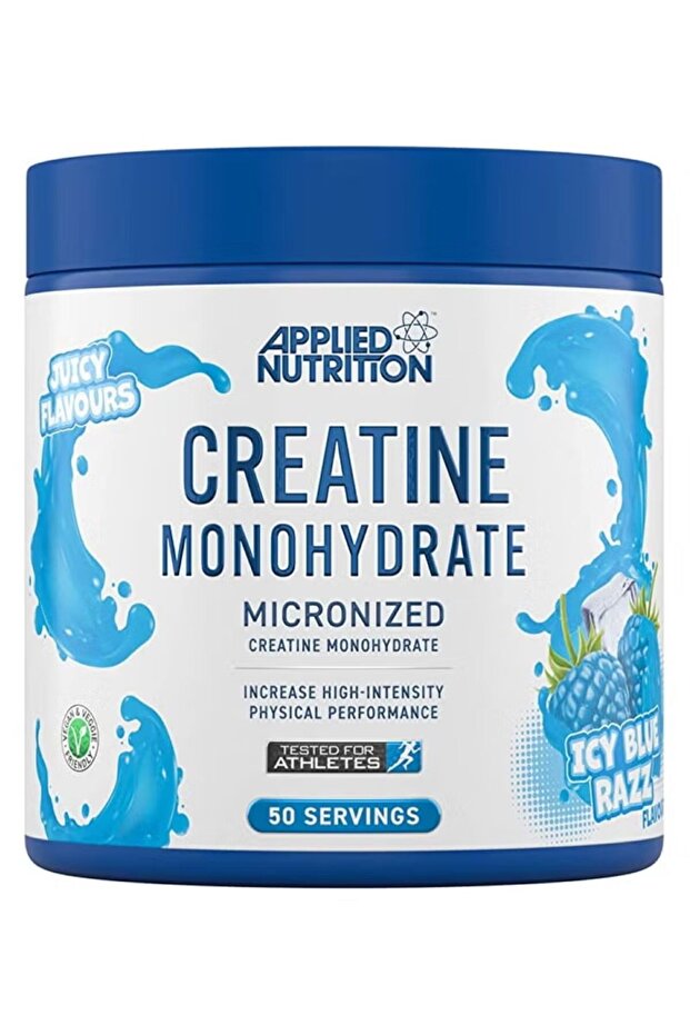 Creatine Monohydrate Micronized Powder with Flavour - (250g - 50 Servings) (Icy Blue Raz), Increases High-Intensity Physical Performance
