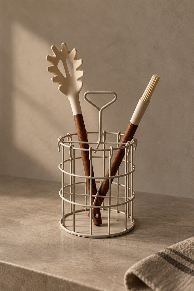 Metal Cream Wire Spoon Holder