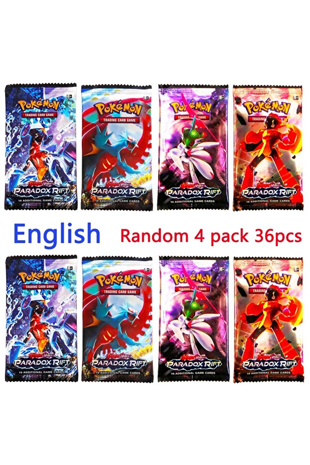 36pcs PARA English 4 Pack Pokemon Cards Team up Sun Moon Thunder English Trading Card Game Evolutio