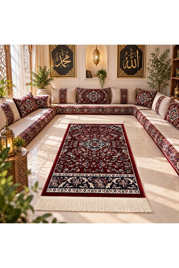 001_Bordo 8mm Medine-I Münevvere Model Woven Prayer Rug