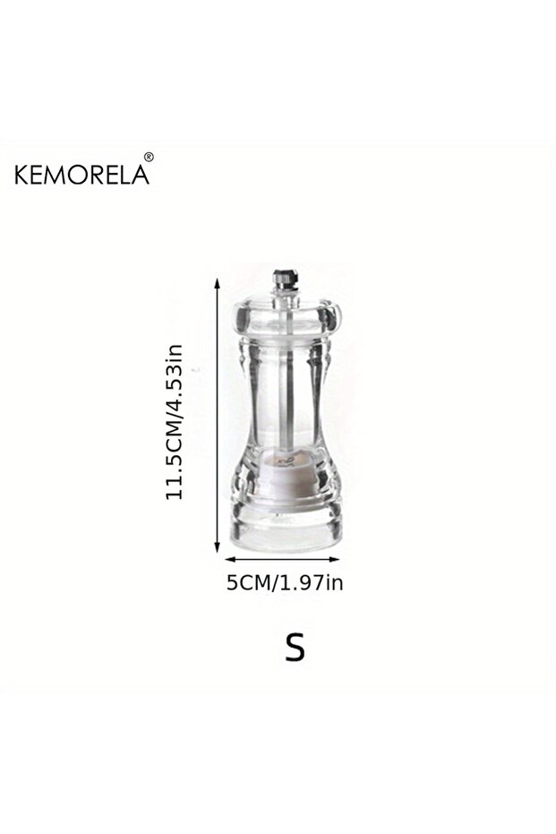 S KEMORELA 1PCS Spices Mill Shaker Acrylic Manual Pepper Grinder Salt Spices Mill Shaker Transparent