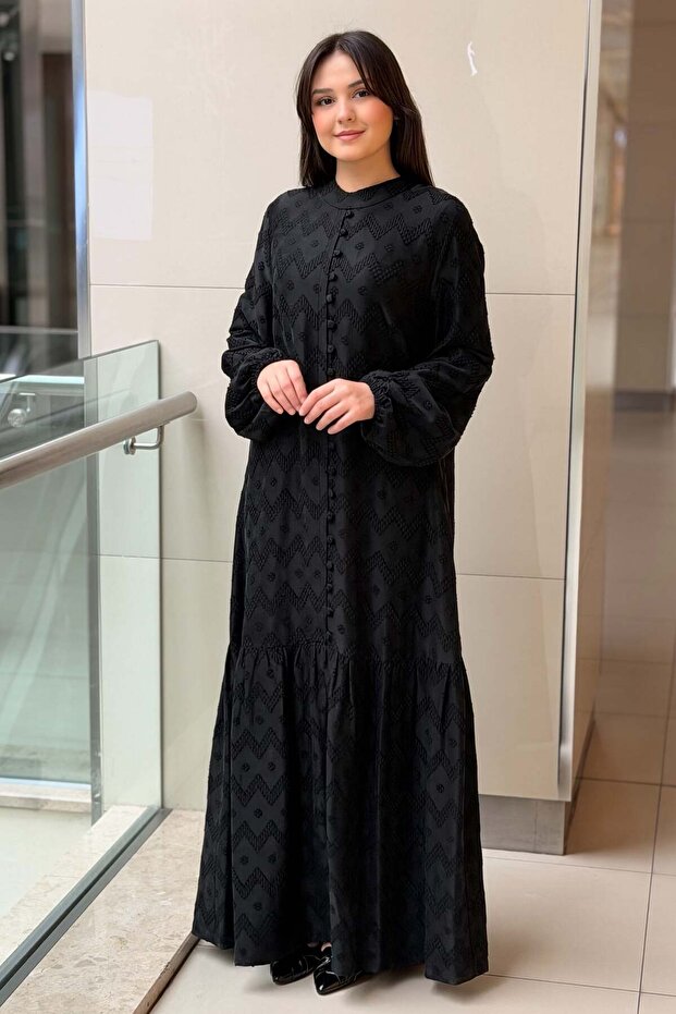 Zigzag Patterned Full Length Dress