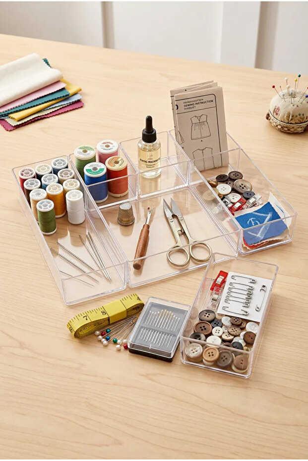 12 Piece Transparent Modular Storage Set - Drawer and Makeup Organizer