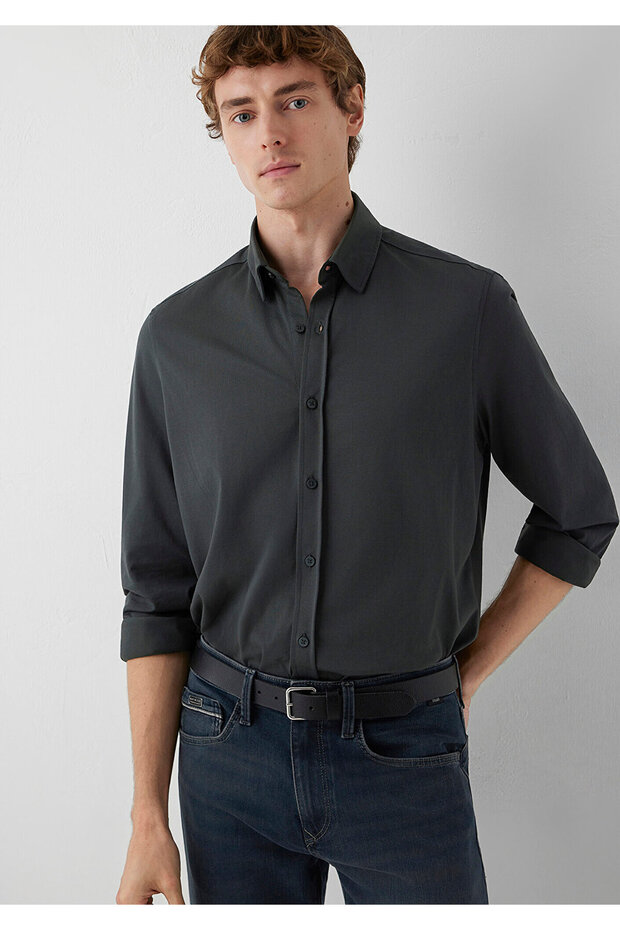 Anthracite Knitted Shirt Regular Fit / Normal Cut 0212069-91268