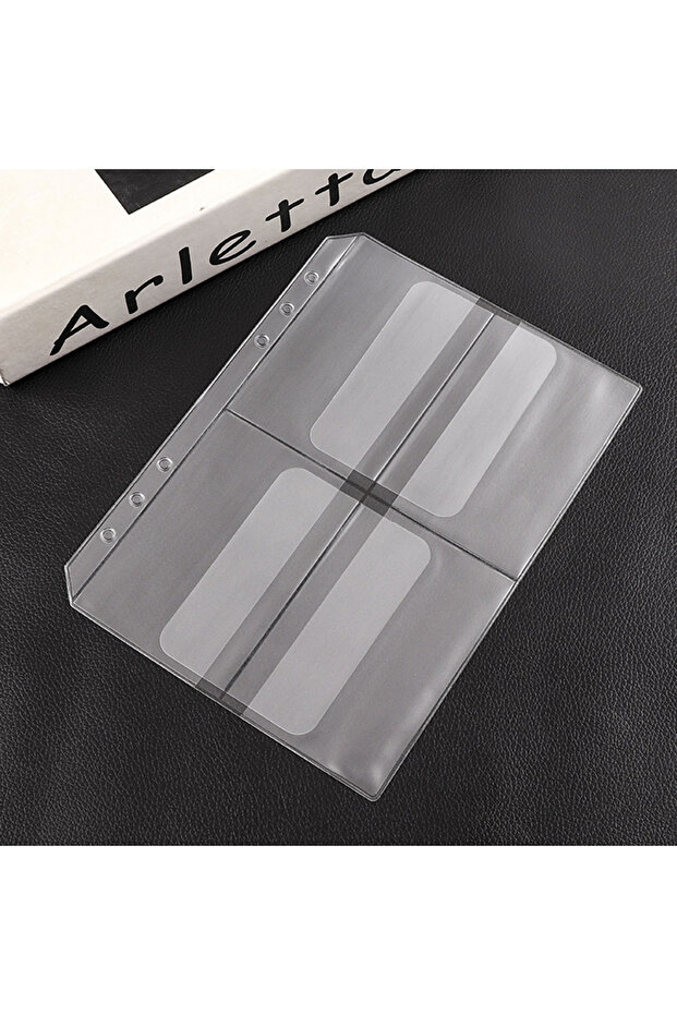 Storage Bag-D-5PCS A5 6-Hole Storage Clip Folders Scrapbook Storage Organizing Sticker Storage Trans
