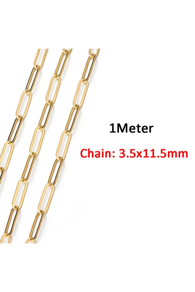 Flat-3.5x11.5-GO 1Meter Stainless Steel Chains for Bracelet Necklace Jewelry Making DIY Findings Acc