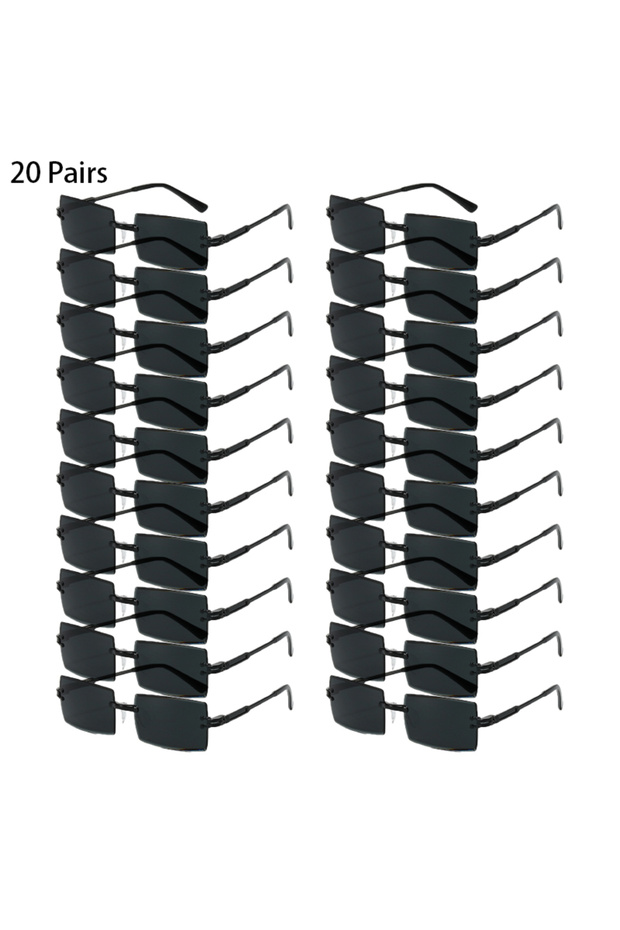 as pciture shows 20 pairs black 16/20 Pairs Rectangle Sunglasses Men Fashion Rimless Gradient Multic