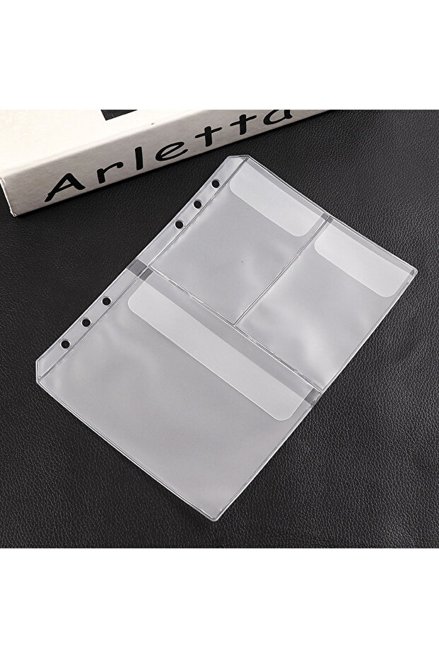 Storage Bag-C-5PCS A5 6-Hole Storage Clip Folders Scrapbook Storage Organizing Sticker Storage Trans