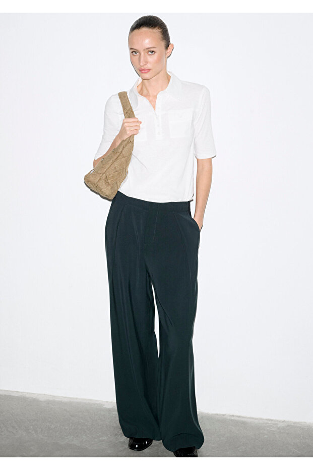 Navy Blue Wide Leg Pants 1011180-91480