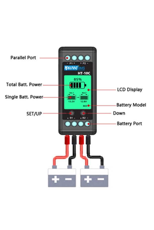 LCD Heltec 12V Lead Acid Battery Equalizer 10A Active Balancer Lipo/Lifepo4 Connected in Parallel Se