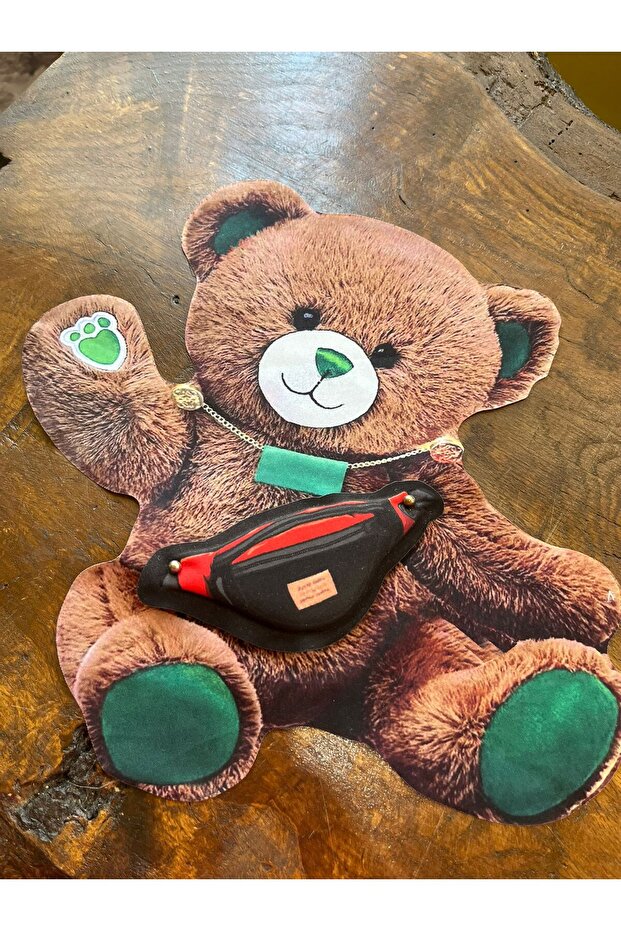 28x28 cm Bear Patch with Foam Bag, Stitching Applique, Green