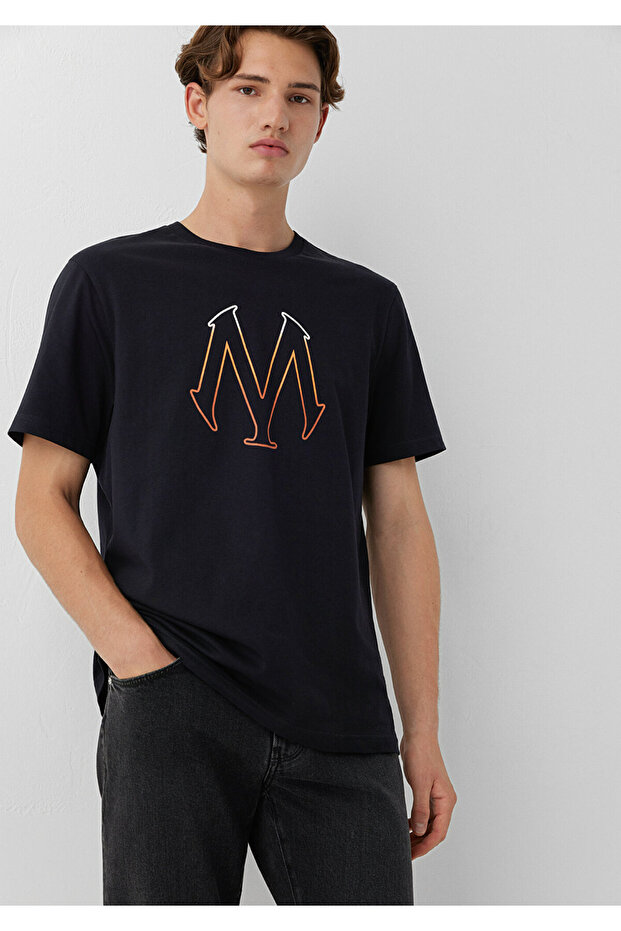 Logo Printed Black T-Shirt Regular Fit / Regular Fit 0610635 -900