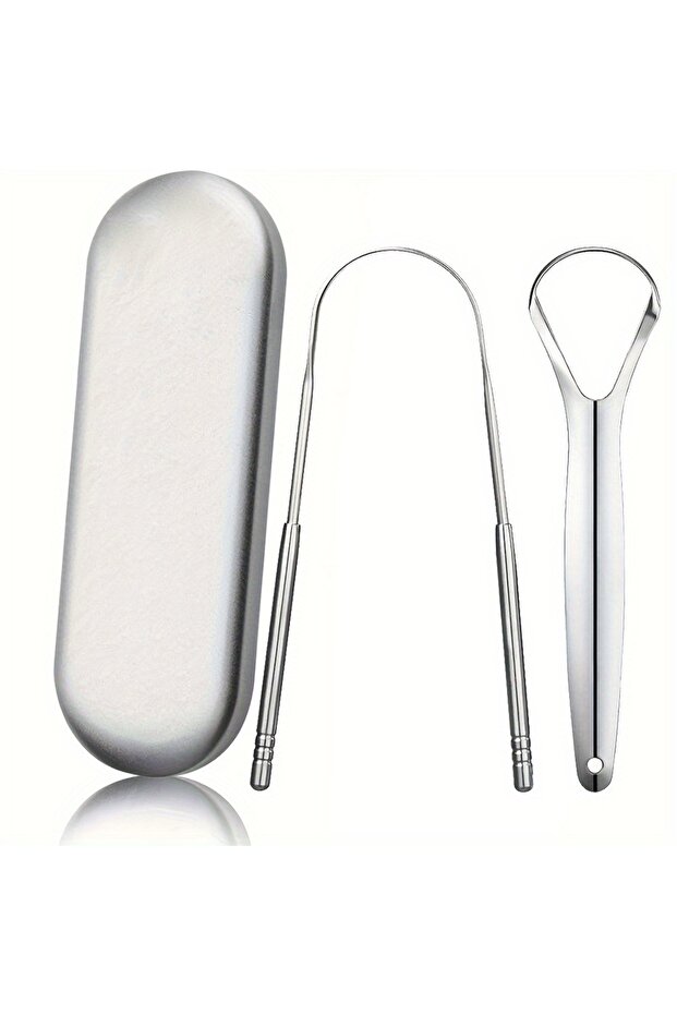 2pcs Sliver B Premium 1pcs/3pcs Metal Tongue Scraper Cleaner for Adults & Kids Portable Stainless St