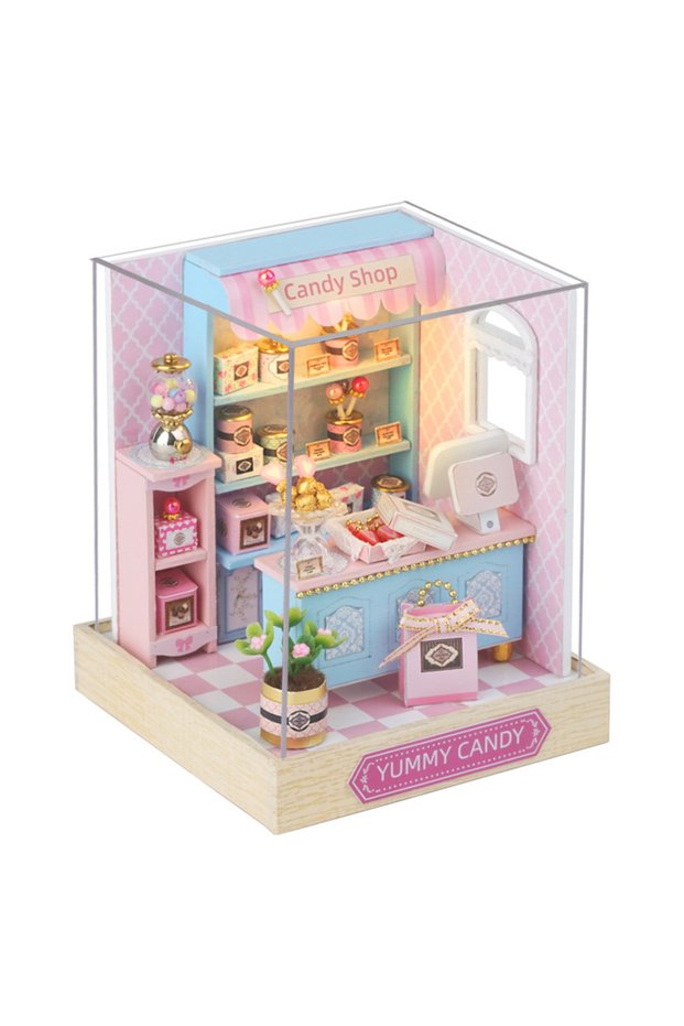 QT-045 Doll House Kit Mini DIY Flower House Handmade 3D Puzzle Assembly Building Toys Home Bedroom D