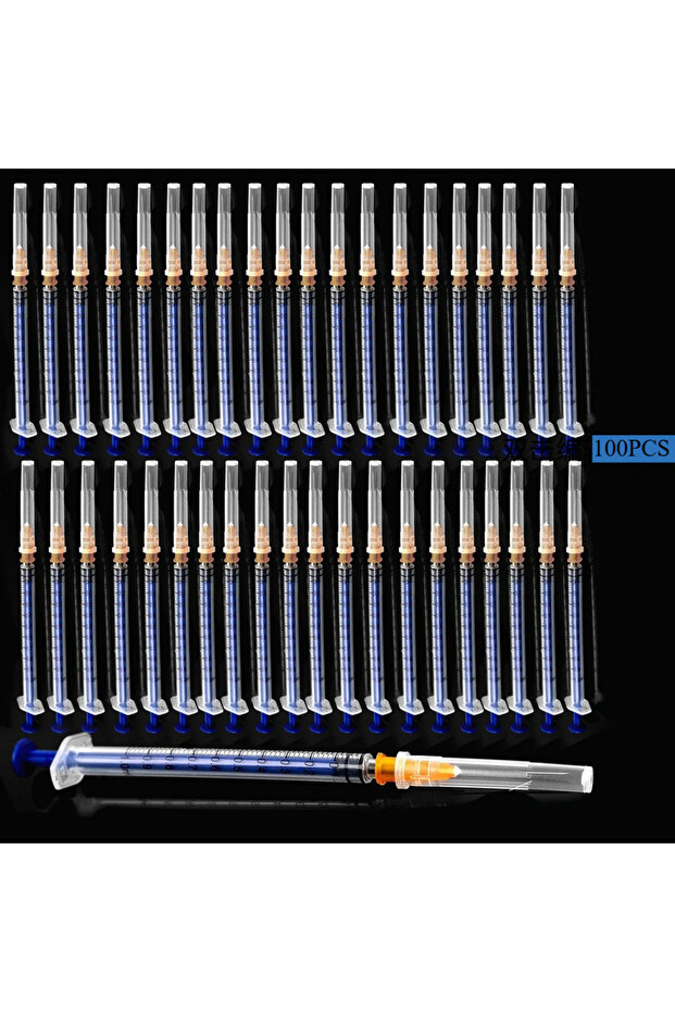 1ml Blue 100Pcs 1Ml/Cc Disposable Lab Syringe with 1" Needle, 50/100Pcs Individually Sealed Package