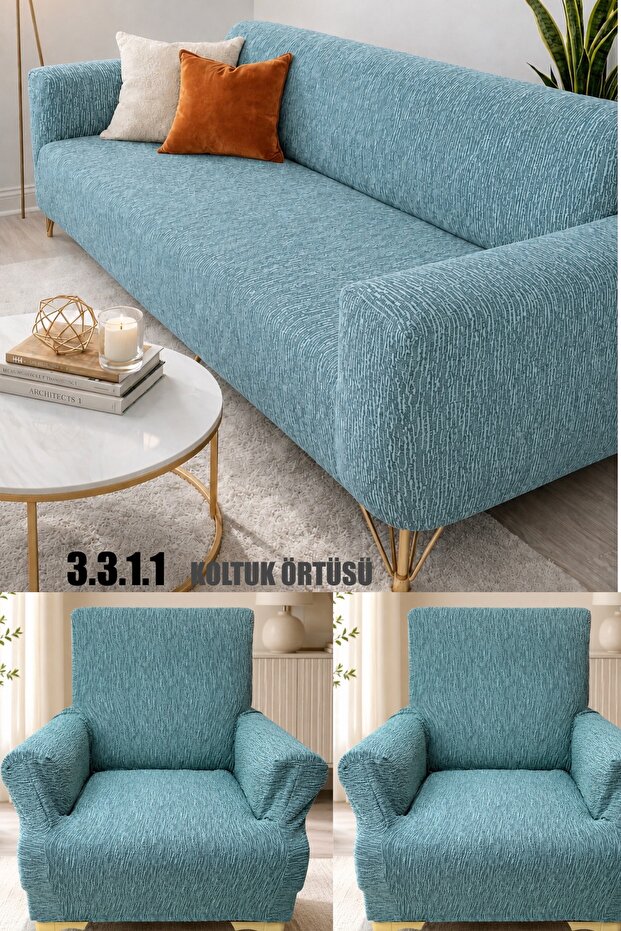 Stretch Elastic Flexible Washable Cotton 3 3 1 1 Jacquard Sofa Cover Set Sofa Cover