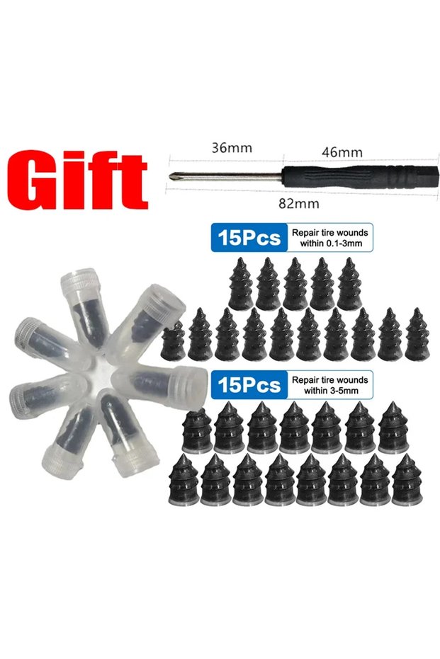 30Pcs Mix Vacuum Tyre Repair Nail Tire Puncture 10/30pcs Screws Motorcycle Fitting Set Tubeless Whee