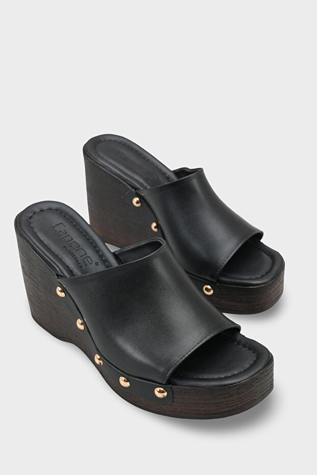 Sonia Wedge Heeled Single Strap Open Toe Sabo Slippers