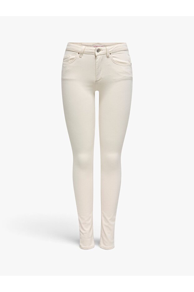 Onlblush Mid Skinny Dnm Dot019 Women's Beige Denim Trousers - 15337789