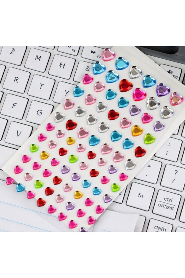 13x8x1cm Heart Star And Heart Shaped Gemstone Glitter Face Stickers Rhinestone Self-Adhesive Fake T
