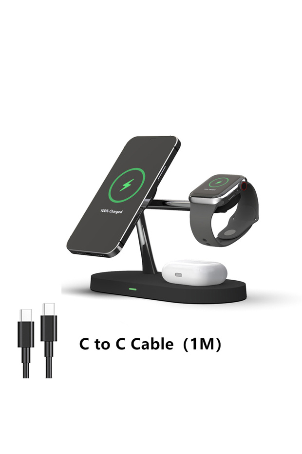 Black 3 in 1 Wireless Charger Stand For iPhone 12/13/14/15/16/17 Fast Charging Station for Apple Wat