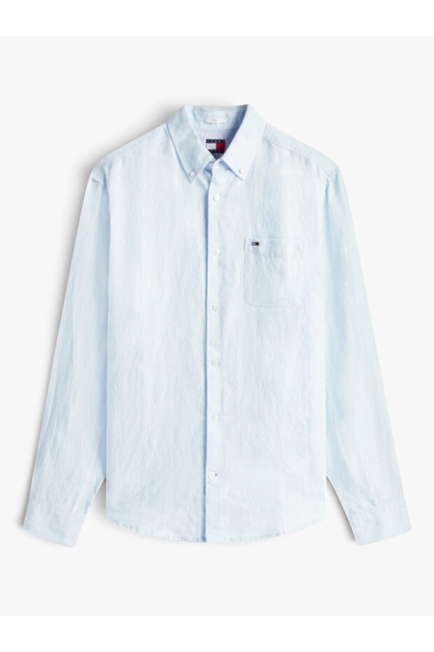 Tjm Reg Linen Shirt Men's Blue Shirt - Dm0Dm22760