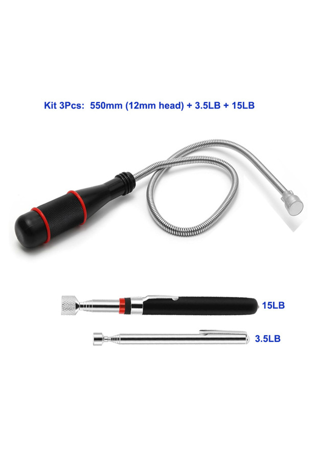 Kit 3pcs big Telescopic Magnetic Pickup Tool with Claw Grabber Flexible Extendable Magnetic Pick-Up