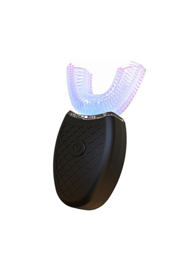 black Intelligent U-Type Toothbrush 360 Degrees Sonic Electric Automatic with USB Charge Waterproof