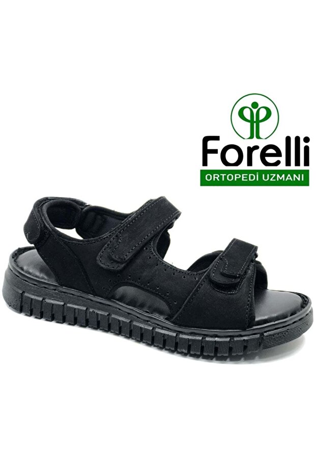 Paprika Genuine Leather Comfort Orthopedic Women's Sandals Black Fo-G-0001