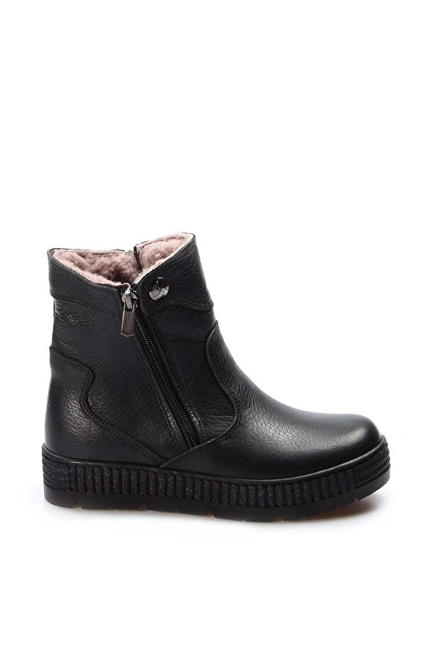 Genuine Leather and Fur Black Boys' Classic Boots 769Kxa120