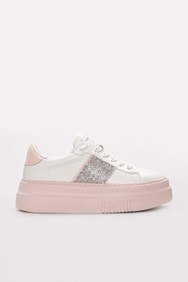 Genuine Leather White Stone Women's Casual Shoes 009Za0153