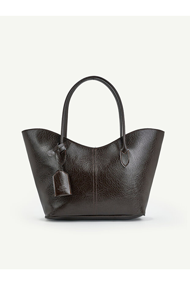 Brown Shk284 Large Volume, Zippered, Oversized, Shopper Shoulder Bag