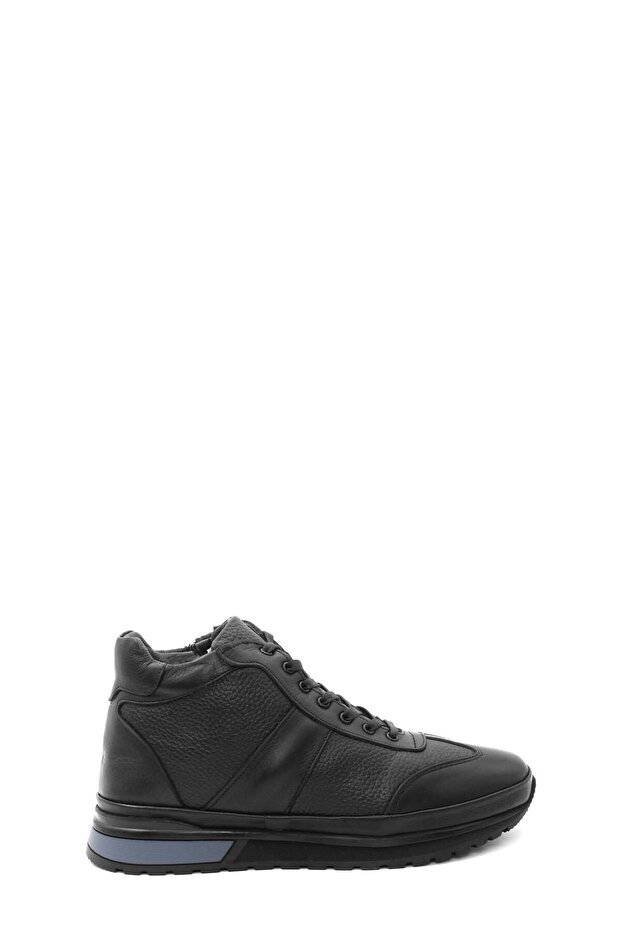 Genuine Leather and Fur Black Men's Sports Boots 722Kma306
