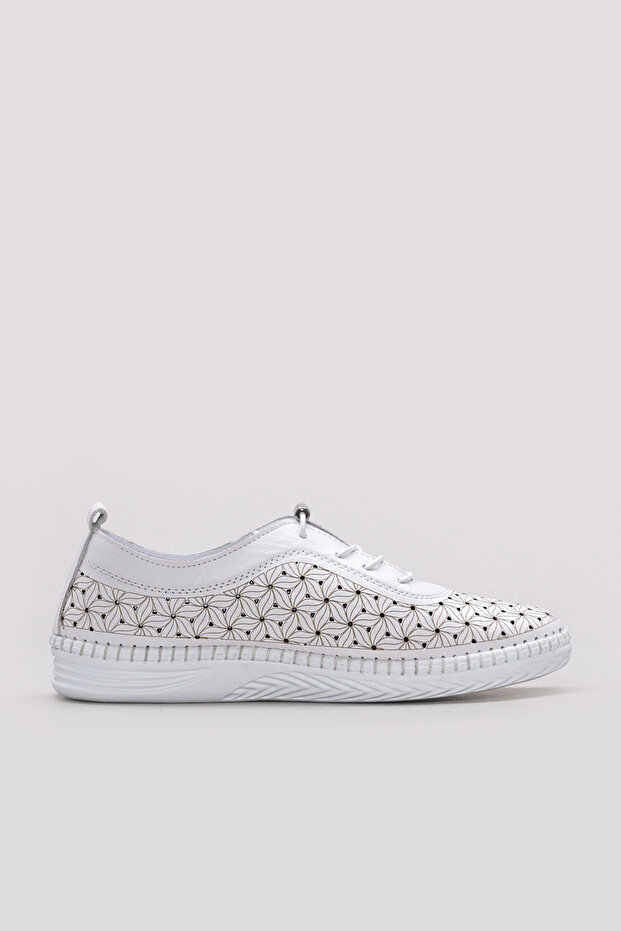 Genuine Leather White Women's Casual Shoes 139Za24025Lzr