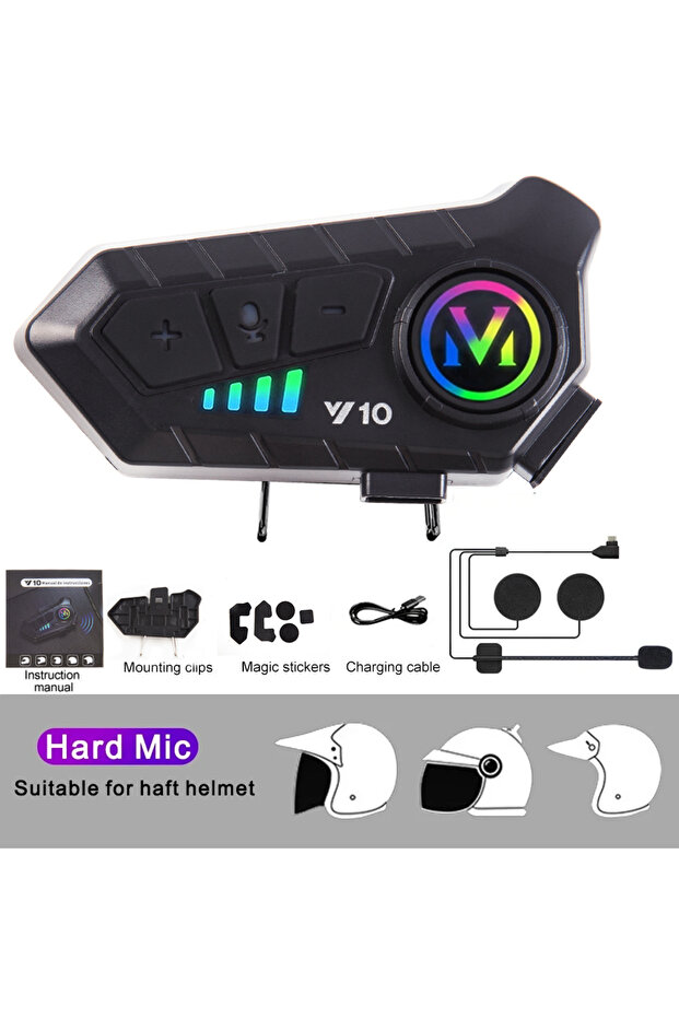 Y10 Half MIC Y10 Motorcycle Helmet Headset Stereo Voice Control Bluetooth Hands Free Call 2000mAh W
