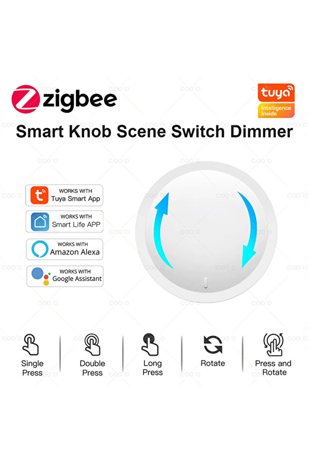 Tuya ZigBee Smart Knob Switch Wireless Scene Button Rotatable Dimmer Controller Switch Home Applianc