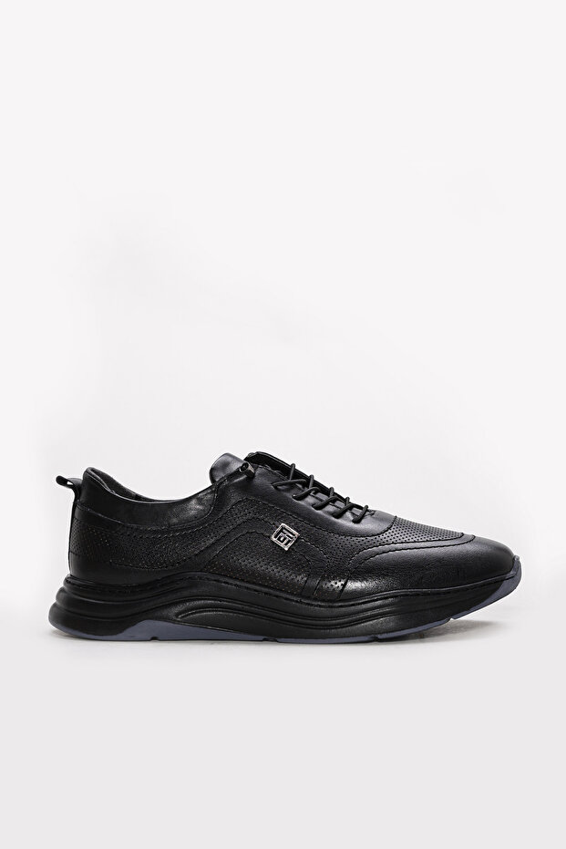 Genuine Leather Black Men's Sports Shoes 300Mba036